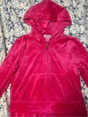 Juicy Couture Bright Hot Pink Velour Zip-Up Hoodie